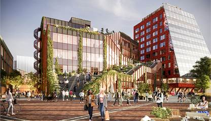 Embassy of Sharings torg med Drivbänken och Fyrtornet Hyllie Stationsväg 41