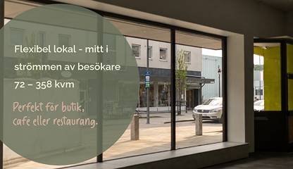 Lokalens stora skyltfönster ut mot välbesökta Rosenborgsgatan Rosenborgsgatan 26-28