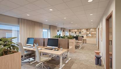 Visionsbild på kontorsyta (AI-genererad). Skeppargatan 11, Nygatan 61