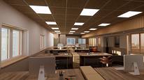 Del 1 kontorslandskap. Bilden är en rendering från en arkitektbyrå. Del 1 kontorslandskap. Bilden är en rendering från en arkitektbyrå.