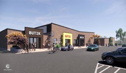 Illustration av framtida butiksfronter Baldersgatan 25