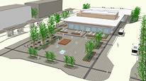 Skiss på parken och uteplatserna i söderläge Skiss på parken och uteplatserna i söderläge
