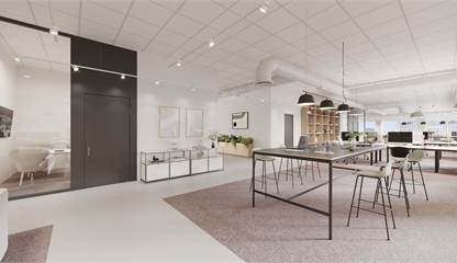 Öppet landskap och små arbetsrum, (rendering) Röntgenvägen 2