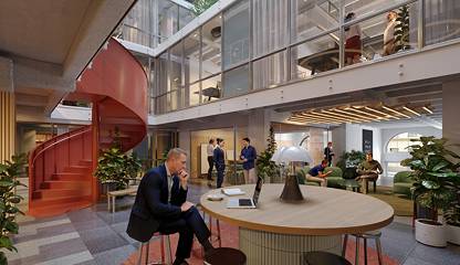 Visionsbild, gemensam lounge Norra Stationsgatan 61