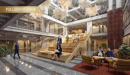 Visionsbild, gemensam yta i fastigheten Norra Stationsgatan 61