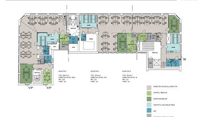 Förslag på planlösning: En kontorsyta Drottninggatan 4-6
