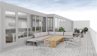 Terass. Inspirationsbild, möblemang ingår ej Holmgatan 22