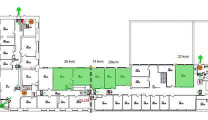 Planskiss, gröna rum är tillgängliga Engelbrektsgatan 25