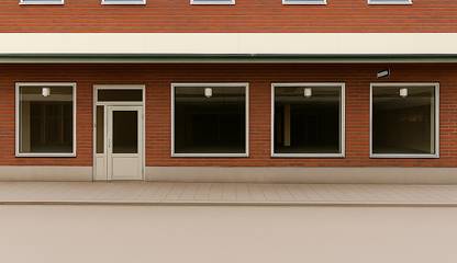 Butiksentré samt skyltfönster mot Kyrkgatan (AI-genererad bild) Kyrkogatan 20