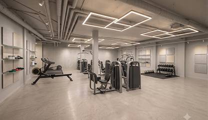 Lokal tömd och inredd för gymverksamhet med hjälp av AI Hammarbyvägen 16